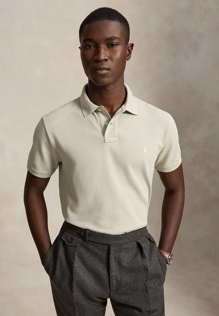 Мужское поло Polo Ralph Lauren Custom Slim Fit, бежевое