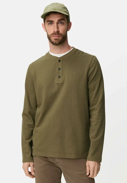 Мужской лонгслив Camel Active Henley, оливковый