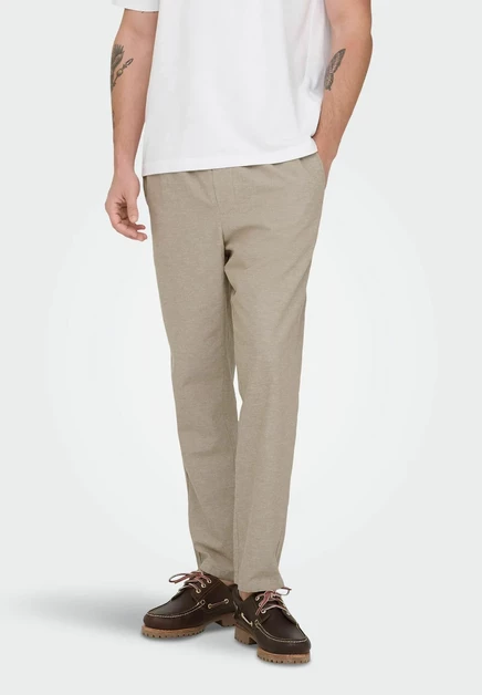 Only & Sons Joggers ONSLINUS Tapered Fit Linen - Trousers - grau coriander
