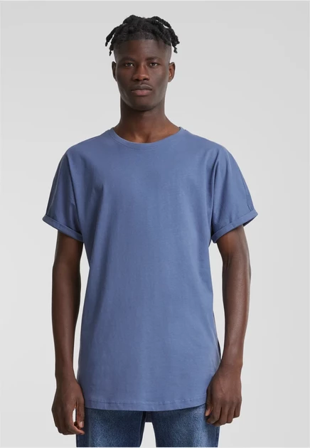 Urban Classics LONG SHAPED TURNUP TEE - Basic T-shirt - charcoal vintageblue