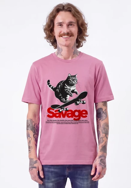 Футболка унисекс watapparel Savage Cat, розовая