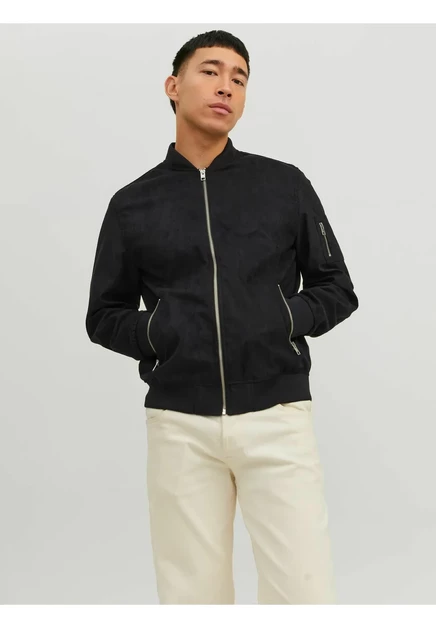 Мужской бомбер Jack & Jones Bomber из экокожи, черный