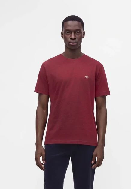 GANT SHIELD - Basic T-shirt - grey deep grape wine
