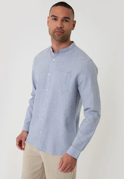 Мужская рубашка Threadbare Ushuaia Linen Blend, голубая