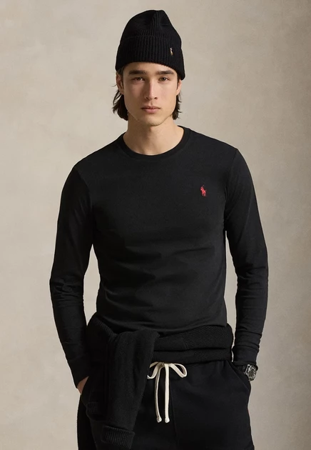 Мужской лонгслив Polo Ralph Lauren CUSTOM SLIM, черный
