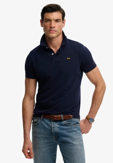 Мужское поло Superdry Co., темно-синее