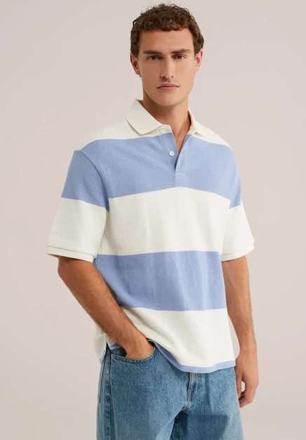 Мужское полосатое поло WE Fashion, голубое