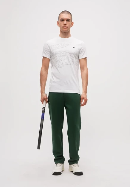 Мужская спортивная футболка Lacoste Sport, бело-чёрная