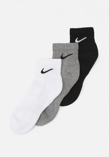 Носки Nike Everyday Cush Ankle, 3 пары, бело-серо-черные