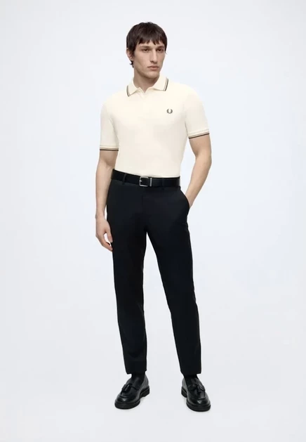 Мужское поло Fred Perry, экрю, карамельное и черное