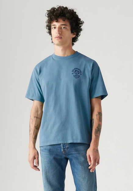 Levi's® VINTAGE FIT GRAPHIC TEE - Basic T-shirt - bright white lse batwing badge ca - blues -