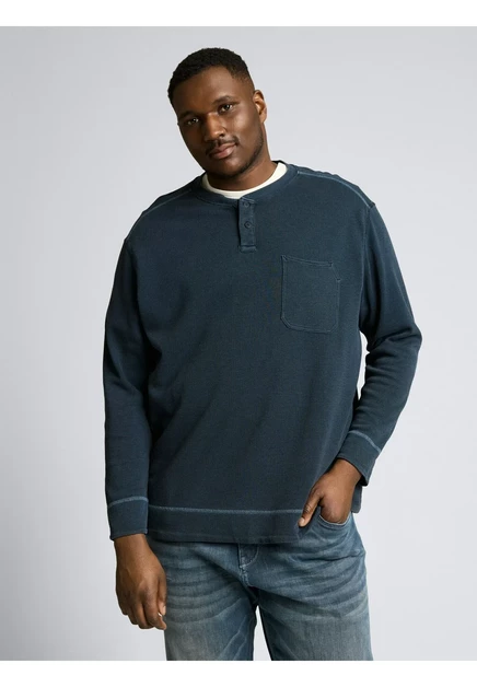Мужской джемпер Tom Tailor Plus Size Henley, синий