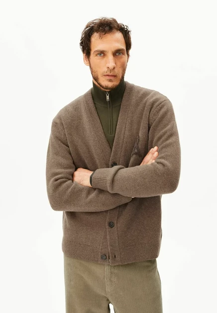 Мужской кардиган Armedangels Rec Wool, серо-бежевый