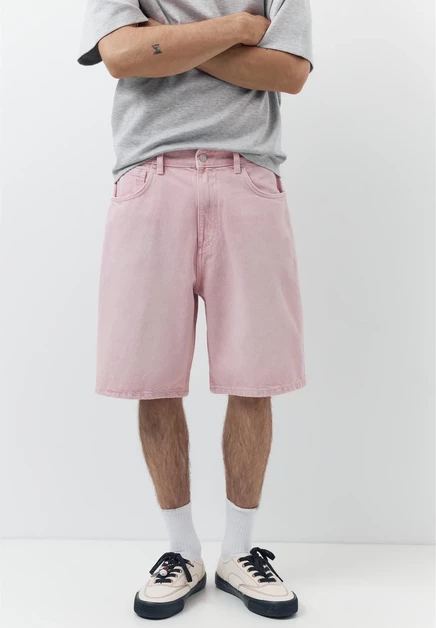 Мужские джинсовые шорты Pull&Bear, светло-розовые