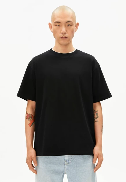 ARMEDANGELS MAARKOS HEAVY WEIGHT - Basic T-shirt - white black