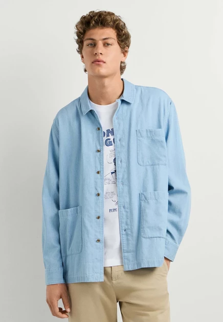 Мужская куртка-рубашка Pepe Jeans Robi, голубая
