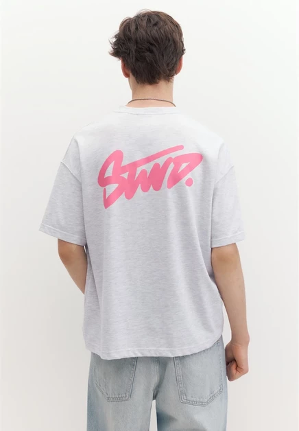 Мужская футболка Pull&Bear Stwd Logo Boxy, серая