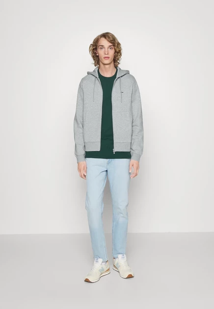 Мужское худи Lacoste на молнии, бело-серое