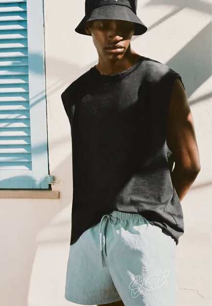 Мужские плавательные шорты Pull&Bear, светло-голубые