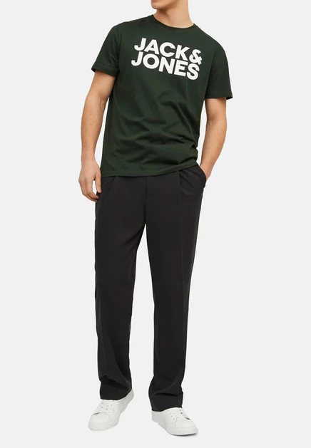 Мужская футболка Jack & Jones 3 шт. с принтом, чёрная