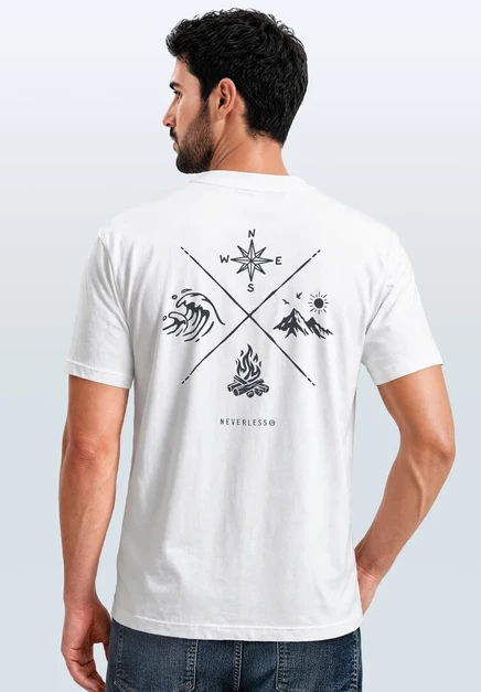 Мужская футболка Neverless Nature Compass, белая