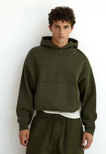 Мужское худи Bershka Boxy Fit, оливковое