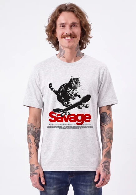 Футболка унисекс watapparel Savage Cat, серая