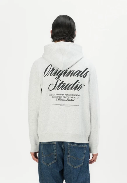 Мужское худи Jack & Jones, белое меланжевое