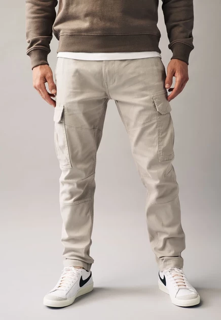 Мужские брюки-карго Next Slim Fit Stretch, светло-бежевые