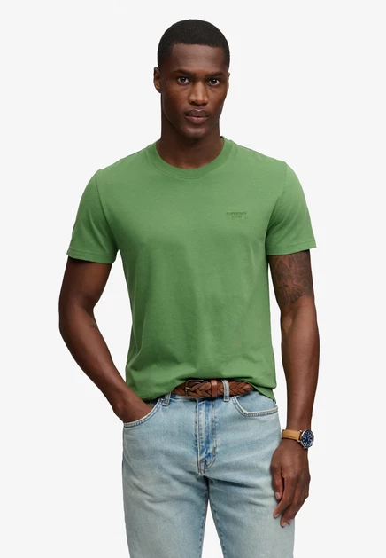 Superdry & Co SUPERDRY ESSENTIAL STACKED LOGO EMBROIDERED T-SHIRT.. - Basic T-shirt - pitch green marl pure navy artichoke green fern green