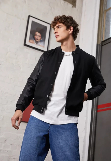 Мужской бомбер Urban Classics Oldschool College, черный