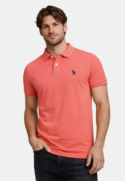 Мужское поло U.S. Polo Assn. USBrodyy, коралловое