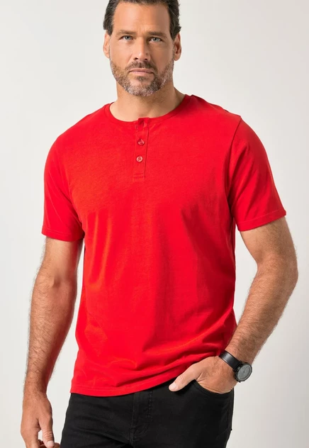 Мужская футболка JP1880 Henley, бирюзово-красная