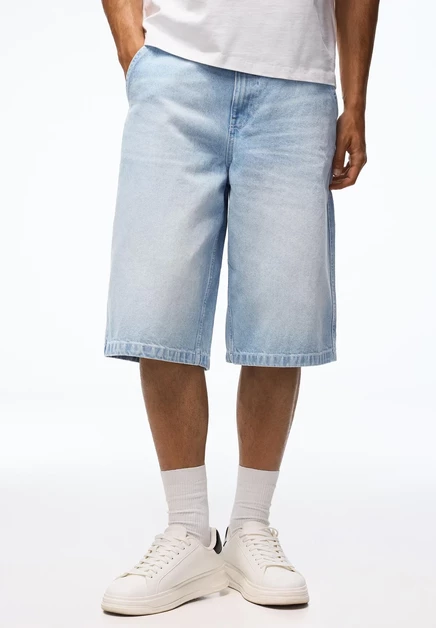 Мужские джинсовые шорты Bershka Baggy Bermuda, голубые
