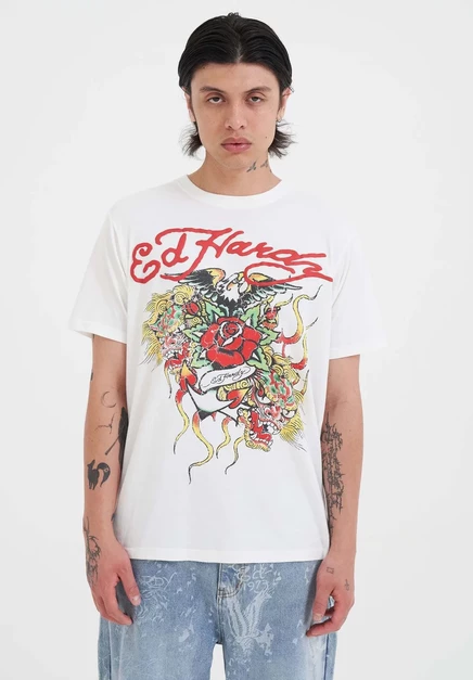 Мужская футболка Ed Hardy Eagle Drag Rose, белая