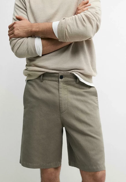 Мужские шорты Massimo Dutti Linen Blend Bermuda, хаки