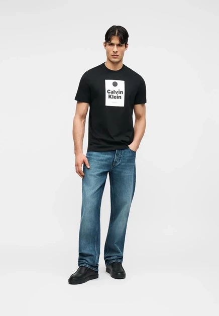 Мужская футболка с принтом Calvin Klein Jeans, черная