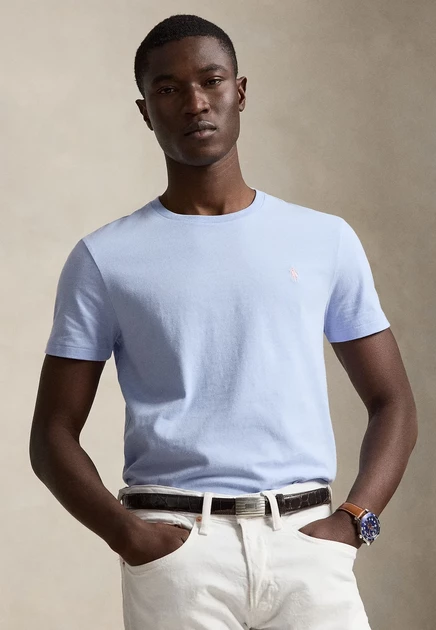 Polo Ralph Lauren CUSTOM SLIM FIT JERSEY CREWNECK T-SHIRT - Basic T-shirt - garden pink pebble blue