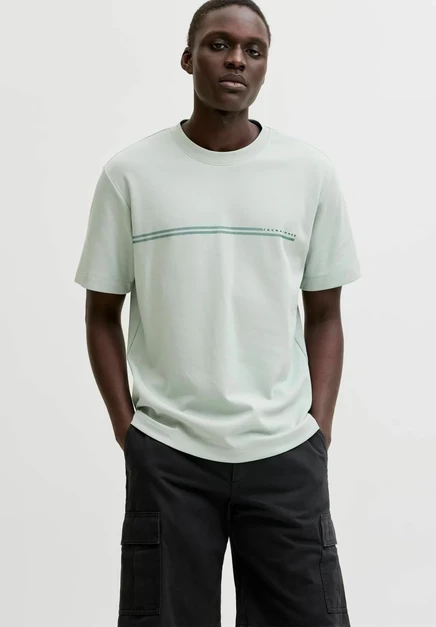 Мужская футболка с принтом Jack & Jones JCOFUSION, серая