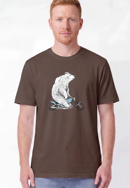 Мужская футболка Watapparel Bär auf Bike, коричневая