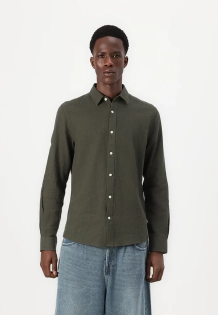 Only & Sons ONSCAIDEN LIFE LS SOLID LINEN BLEND NOOS - Shirt - coffee bean kambaba