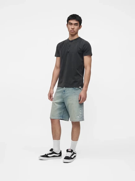 Мужская футболка Hollister Co. Henley, черная