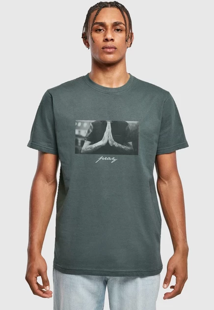 Mister Tee PRAY - Print T-shirt - black bottlegreen