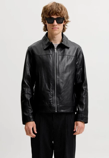 Jack & Jones JORATOCHA LEATHER JACKET NOOS - Leather jacket - black black