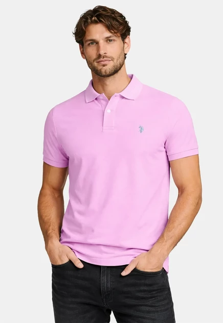 Мужское поло U.S. Polo Assn. USBrodyy, зелено-розовое