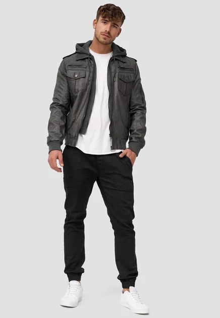 Мужская куртка из экокожи Indicode Jeans Aaron, черная