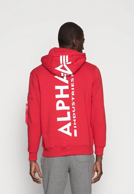 Alpha Industries Hoodie - black speed red