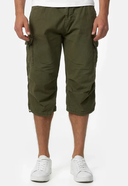 INDICODE JEANS NICOLAS CHECK SHORTS CARGO - Denim shorts - raven dark green