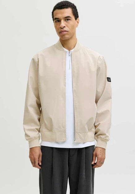 Мужской бомбер Jack & Jones Premium Bomber, белый меланж