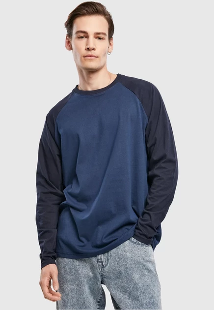 Urban Classics RAGLAN CONTRAST LS - Long sleeved top - charcoal/black darkblue/midnightnavy